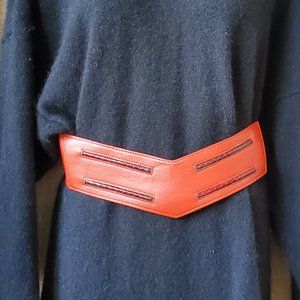 Gino Verde red leather belt with snakeskin detail